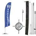 thumbnail image 1 of Premium Restrooms Feather Flag Kit - Includes 13ft Sectional Aviation Grade Fiberglass Poles, Restrooms Flag, Cross Base, Weight Bag, Ground Spike and Pole Sleeve Bag, 1 of 7
