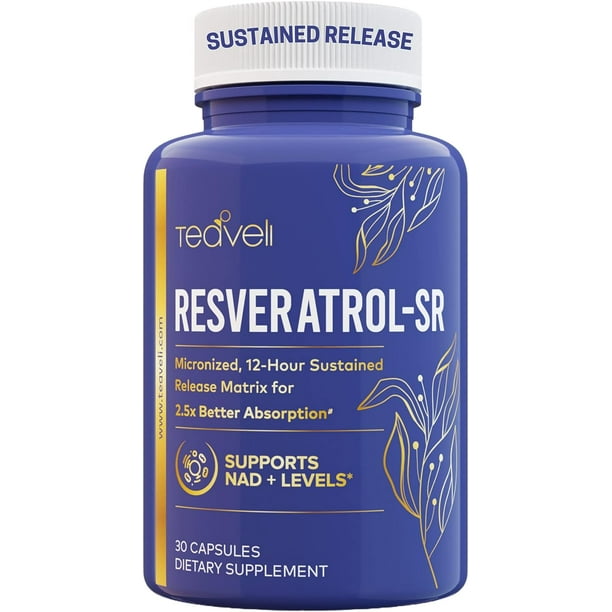 Premium Resveratrol Capsules Micronized Sustained Release Complex for 250 Better Absorption