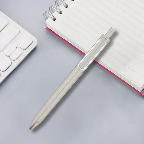Premium Retractable Gel Ink Pen, Solid Color Minimalist Fast Drying Ballpoint Pen with 0.5mm Anti-fall Bullet-Shaped Nib for Journaling Office Exam Student Pen Business Signature, Sliver