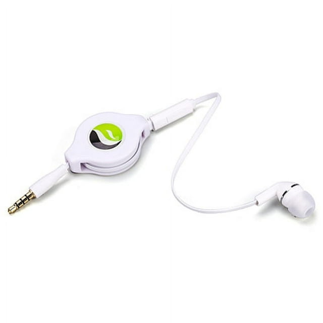 Premium Retractable Headset MONO Hands-free Earphone Mic Single Earbud Headphone Earpiece Wired 3.5mm White V2J for Samsung Galaxy S8 active - ZTE Axon 7 Mini, Blade Force