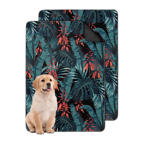 Premium Reusable Pee Pads for Medium Dogs, Washable with Colorful Jungle Leaf Art, Non-Slip Backing Provides Confidence and Safety. (Hawaiian plant patterns, 24" x35")