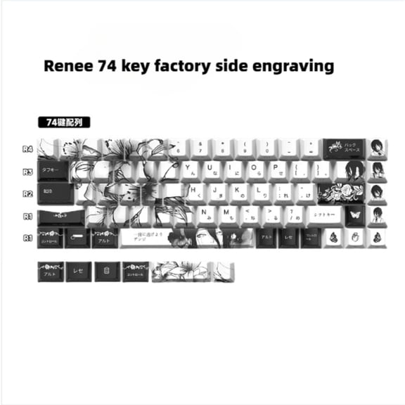 Keycaps Reze Chainsaw Man OEM Profile PBT Dye-Sub Compatible with Mad68 Wooting 60HE
