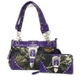 thumbnail image 1 of Premium Rhinestone Buckle Camou Women's Handbag with Matching Wallet in 7 Colors, 1 of 6