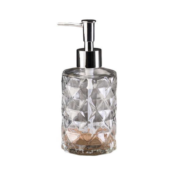 Premium Rhombus Glass Liquid Soap Dispenser – Elegant Press-Top Bottle for Hand Soap, Shampoo, Body Wash with Precise Pump Control, Durable Construction, and Stylish Decor Fit