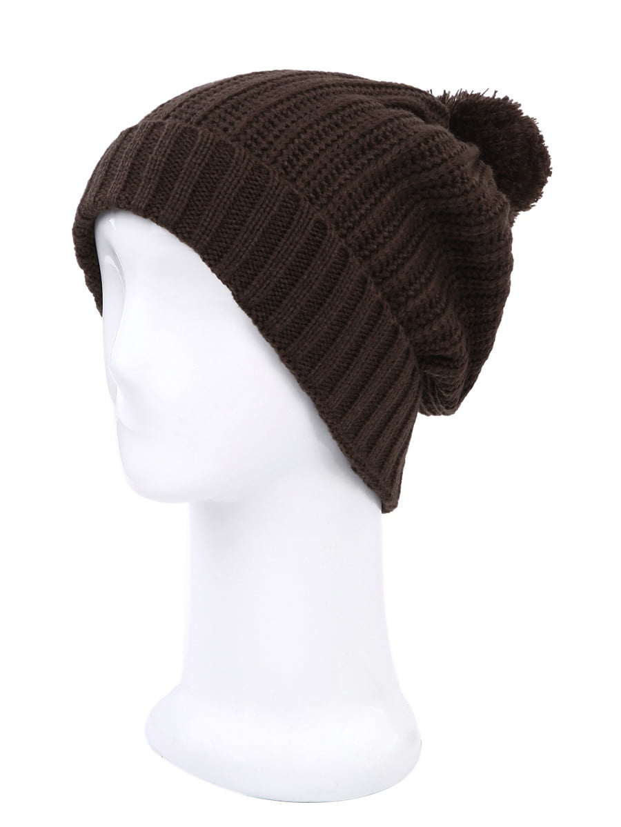 Premium Ribbed Knit Solid Color Winter Beanie Hat w/ Pom Pom  display picture 2