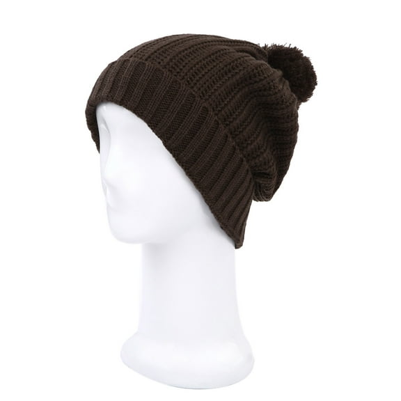 Premium Ribbed Knit Solid Color Winter Beanie Hat w/ Pom Pom