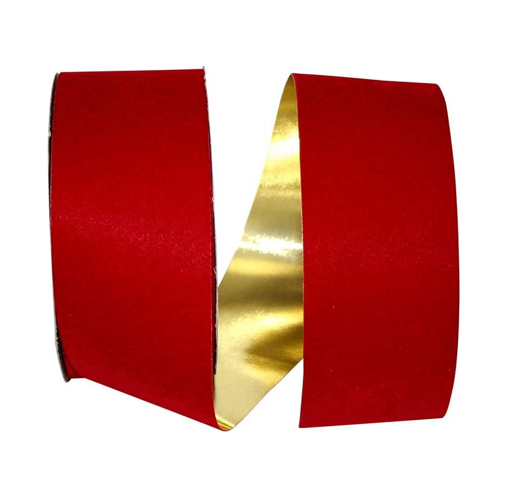 Premium Ribbon Dark or Brick Red Velvet Flocked Christmas Ribbon with