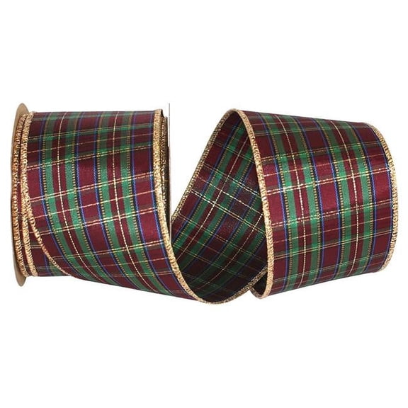The Ribbon Roll - T9178M-001-40F, Mcsweeny Plaid Wired Edge Ribbon, Multi, 2-1/2 Inch, 10 Yards