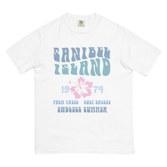 Premium Ringspun Sanibel Island Hibiscus Vintage Endless Summer Coconut Girl T-Shirt 1974