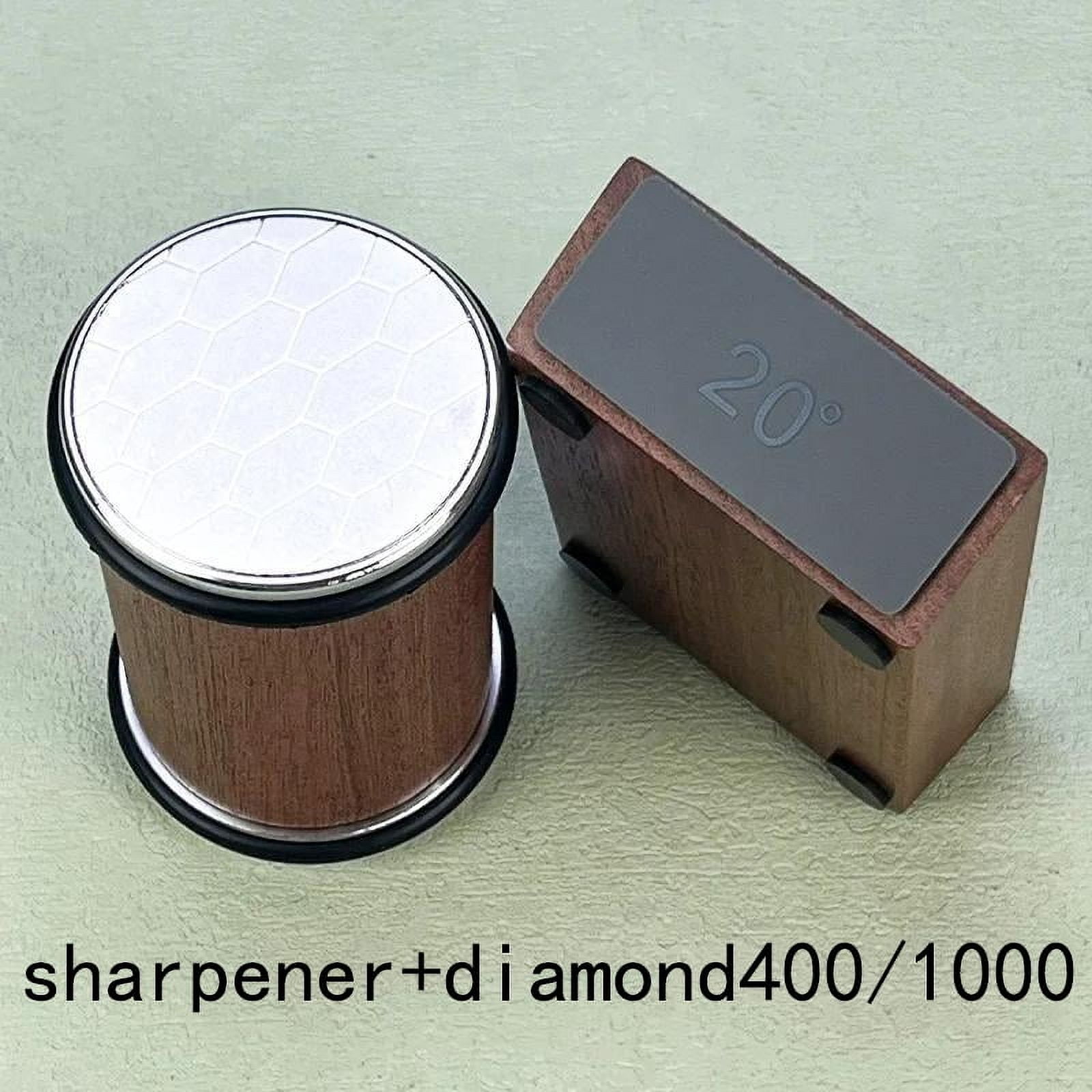 Premium Rolling Knife Sharpener with Magnetic Angle Guide - 15 & 20 Degree Settings, Diamond Grit for Steel Blades, Wooden Handle
