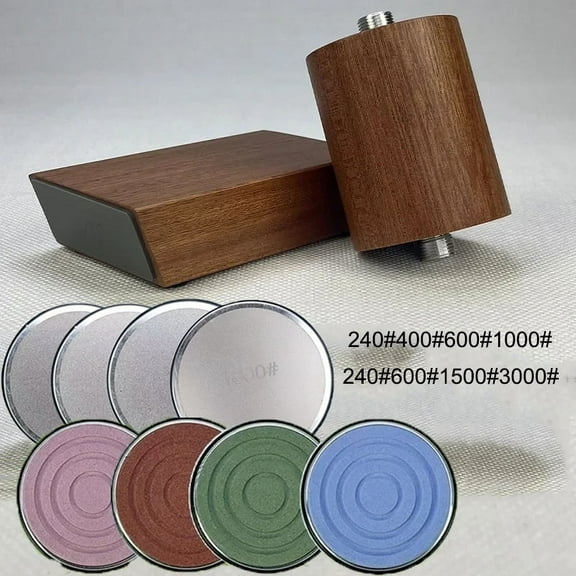 Premium Rolling Knife Sharpener with Magnetic Angle Guide - 15 & 20 Degree Settings, Diamond Grit for Steel Blades, Wooden Handle