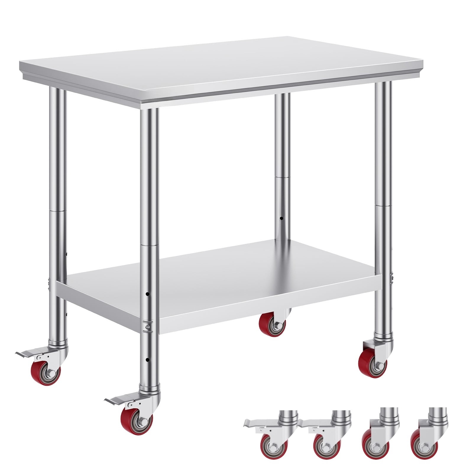 Premium Rolling Stainless Steel Top Kitchen Work Table Cart + Casters ...