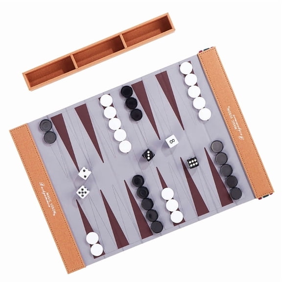Premium Rolls Up Backgammon Board PU Backgammon Game Mat Board Foldable Design For Camping And Social Gatherings