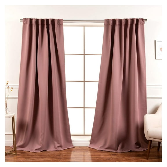 Premium Room Darkening Curtain Panels - Solid Thermal Insulated Window Treatment Blackout Drapes for Bedroom - Back Tab & Rod Pocket Mauve - 52" W x 96" L - (Set of 2 Panels) 52"W x 96"L (Pack of 1)