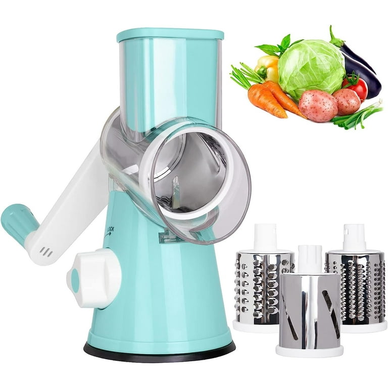  Tabletop Drum Grater,Rotary Cheese Grater Handheld, Vegetable  Mandoline Slicer Easy Cleaning, Kitchen Cheese Grater Shredder with 3 Drum  Blades: Home & Kitchen