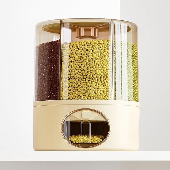 Premium Rotating Food Dispenser with Sealed Lid Grain Storage Container for Rice, Beans, Cereal, Peanuts, Barley, and More Kitchen Pantry Organizer