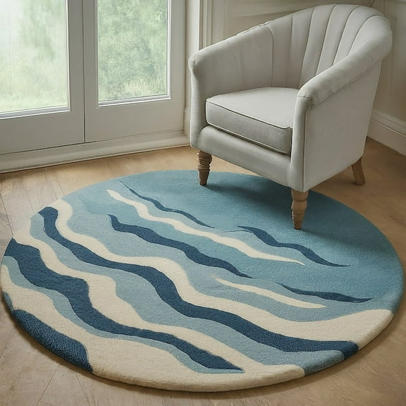 Premium Round, Hand Tufted Rug with Abstract Design Made with 100% New Zealand Wool Best Suites in your Living Room