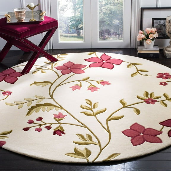 Premium Round Hand Tufted Rug with Floral Design made with 100% Wool Best Suites in your Living Room