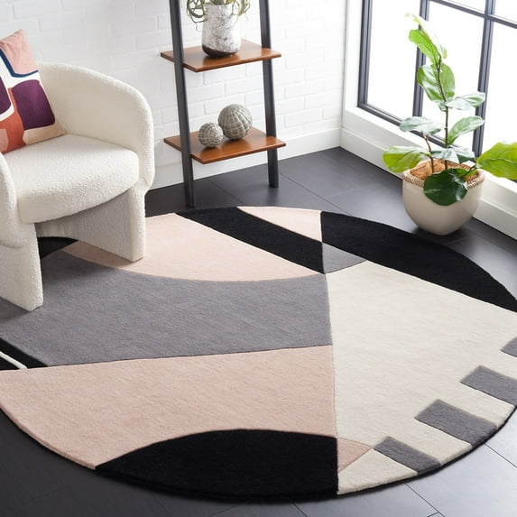 Premium Round Handmade Rug with Geometric Patterns made with High Quality Wool Best Suites in your Living Room