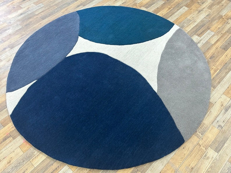 Premium Round, Handmade Rug with Simple Solid Design made with 100% ...