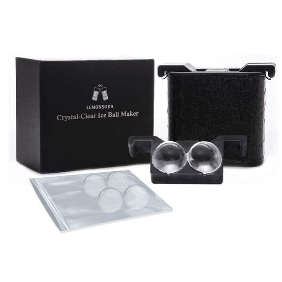 Premium Round Ice Cube Mold - Crystal Clear Whiskey Ice Ball Maker Mold - Craft Big Sphere Ice Cube Tray - Circle Ice Cubes Trays for Bourbon - Large Spherical Ice Molds for Whisky, Cocktails