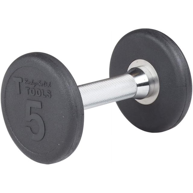 Premium Round RubberCoated Cast Iron Dumbbells with Steel Hles