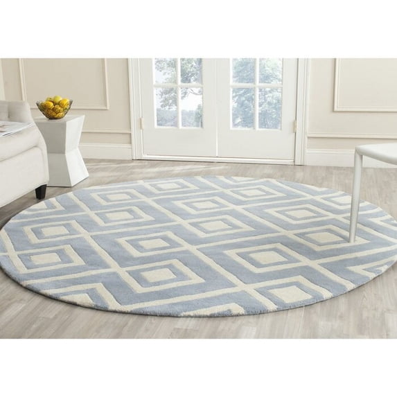 Premium Round Rug with Geometrical Design made with 100% New Zealand Wool Best Suites in your Bedroom