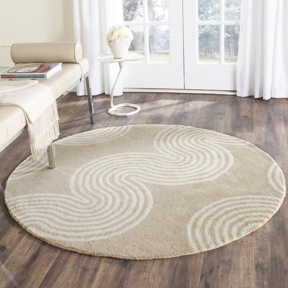 Premium Round Rug with Linear Designs Made with High Quality New Zealand Wool Best Suites in your Living Room