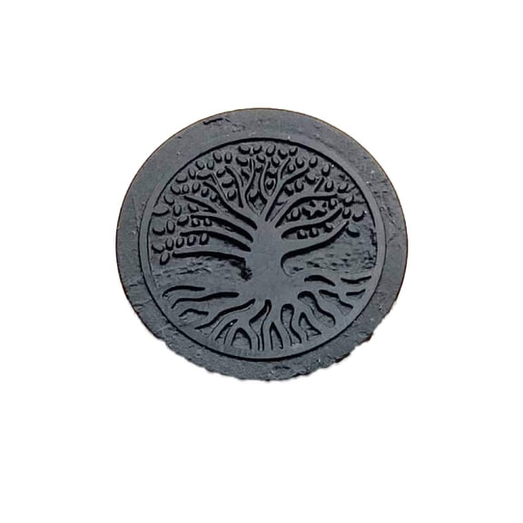 Premium Round Shungite Stickers with Pattern for Cell Phone Case Laptop Tablet Computer - Polished Shungite Protection Plate with Carbon Fullerenes (Eye of God)