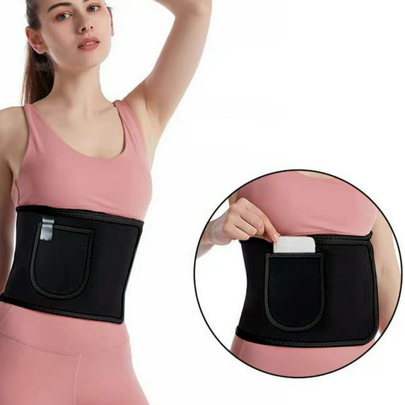 Premium Rubber Waist Trainer for Women - Adjustable Sweat Band with Built-in Pocket, Lightweight & Portable Waist Cincher for Workout, Fitness, Sauna, Weight Loss, Easy to Clean