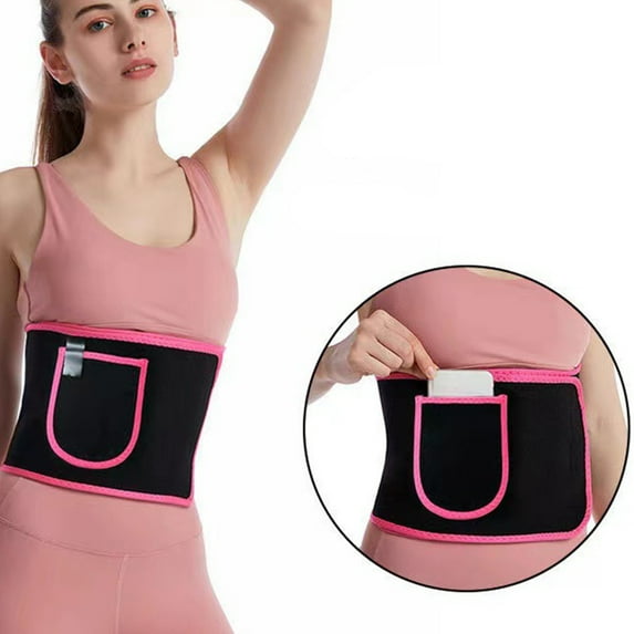 Premium Rubber Waist Trainer for Women - Adjustable Sweat Band with Built-in Pocket, Lightweight & Portable Waist Cincher for Workout, Fitness, Sauna, Weight Loss, Easy to Clean