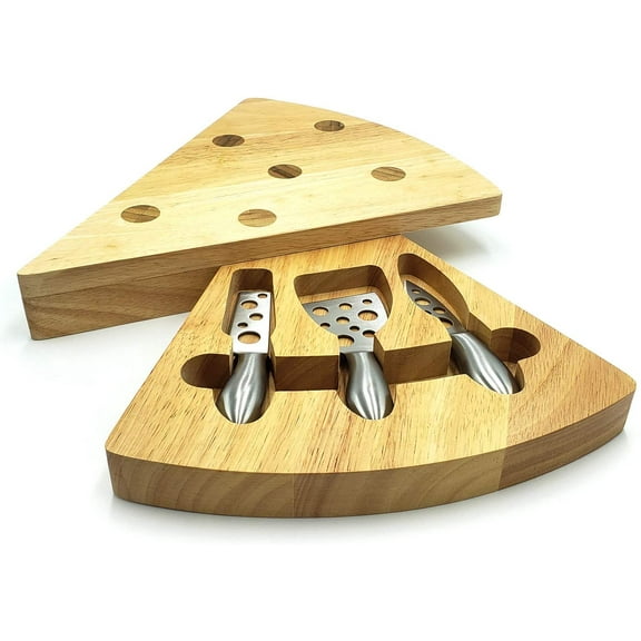 Premium Rubber Wood Cheese Board Set - Wooden Charcuterie Platter Serving Tray with Cutlery Set - Perfect for Birthday, Housewarming & Wedding Gifts, Can Be Used in Sets forming a Center Piece