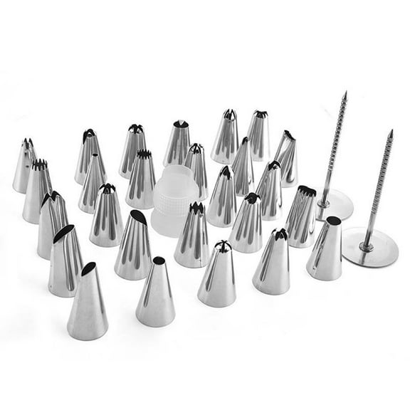 Ruffle Piping Nozzles Set - 26pcs Stainless Steel Icing Tips for Cake Decorating - Russian Pleated Skirt & Floral Design Tips for Pastry, Desserts & Baking Supplies