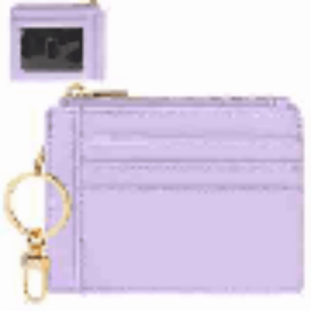 Premium Saffiano Leather Card Wallet with Key Ring for Women