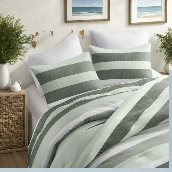 Premium Sage King Bedding Set Textured Stripe Design for Modern Bedrooms