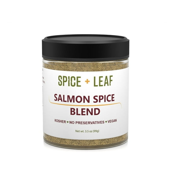 Premium Salmon Spice Blend by Spice + Leaf - Gourmet Kosher, Preservative Free Spice Blend, Net wt. 3.5 oz.