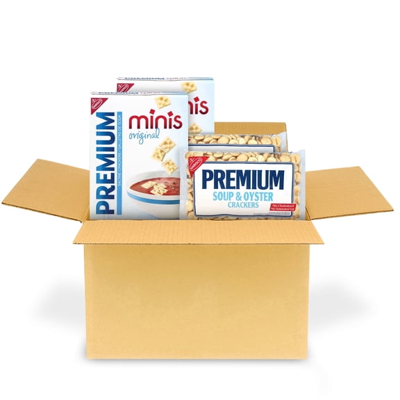 Premium Saltine Crackers Variety Pack, Mini and Oyster Crackers, Lunch Snacks, Bulk Snacks, 4 Packs