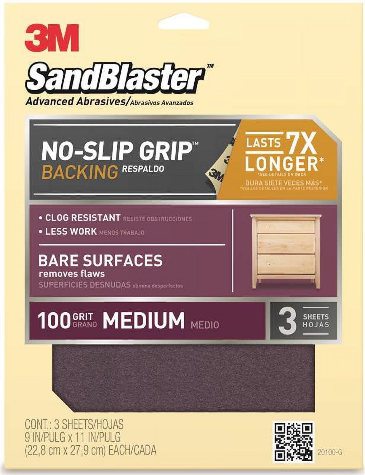 Premium Sand Paper? With Noslip Grip Backing, 11 In X 9 In, 100 Grit