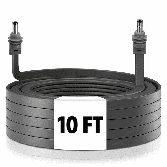 Heavy Duty Weatherproof Premium Satellite Dish Flat DC Power Cable 10FT 18AWG for Window Passthrough Extension