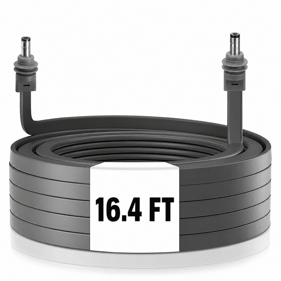 Heavy Duty Weatherproof Premium Satellite Dish Flat DC Power Cable 16.4FT 18AWG for Window Passthrough Extension