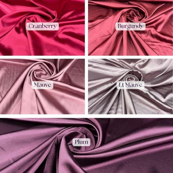 Premium Satin Charmeuse Fabric by the Yard – Smooth, Lustrous & Elegant Non-Stretch Satin for Wedding Gowns, Lingerie, Dresses & Apparel | Valentina Textiles Inc. ( 1 Yard, Burgundy )