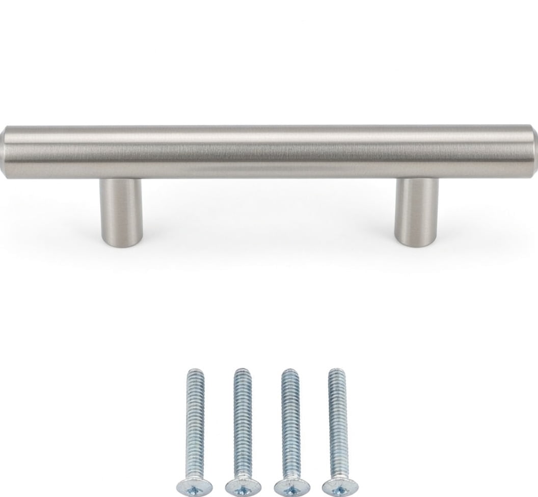 Premium Satin Nickel Cabinet Pulls - 25 Count Jumbo Pack, 3 Inch Hole Center Solid Steel Hardware for Kitchen and Bathroom Drawers, Weighted Professional Quality with Dual Screw Sizes