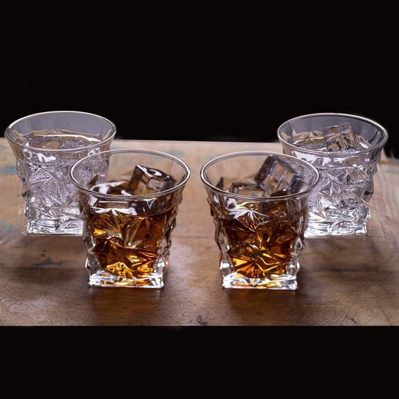 Premium Scotch Glasses Set of 4 - Elegant Whiskey Glasses for Scotch, Single Malt - Old Fashioned Glass Set in Gift Box - Rocks Whiskey Tumblers for Cocktails