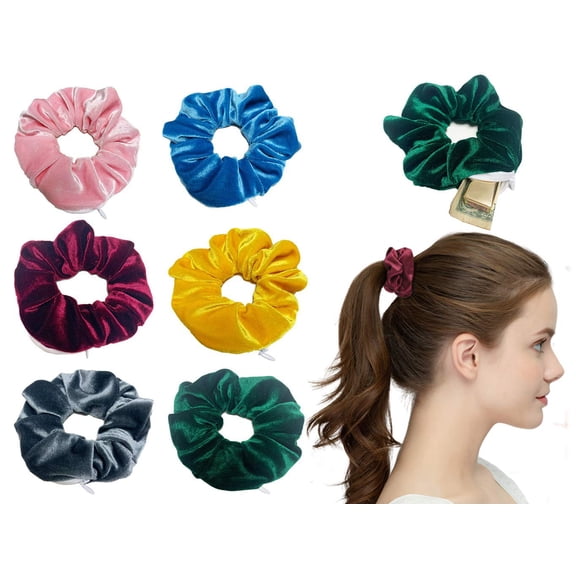 Premium Secret Scrunchie with Zipper Stash Pocket Storage Hide Money, Keys, Earphone, Small Items Etc, Elastic Hair Bands for Women and Vsco Girls