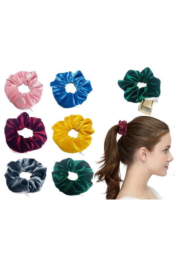 Premium Secret Scrunchie with Zipper Stash Pocket Storage Hide Money, Keys, Earphone, Small Items Etc, Elastic Hair Bands for Women and Vsco Girls