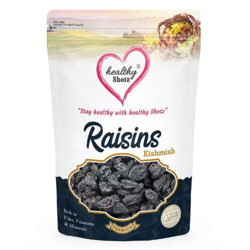 Premium Seedless Black Raisins By Healthy Shotz 1kg, High In Protein