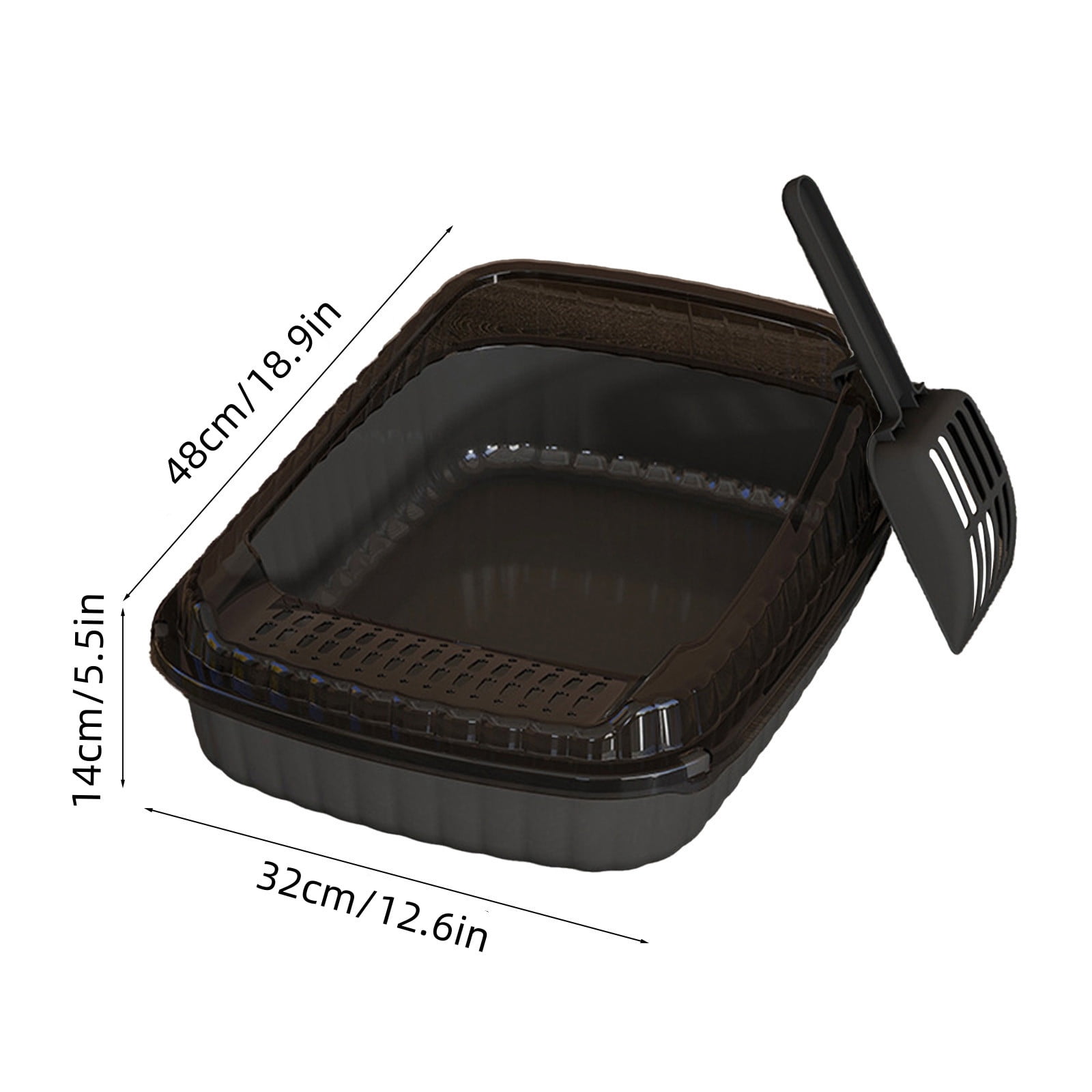 Premium Semi Enclosed High Side Cat Litter Box with Splashproof Design & Matching Scoop, Spacious, Durable & Easy to Clean