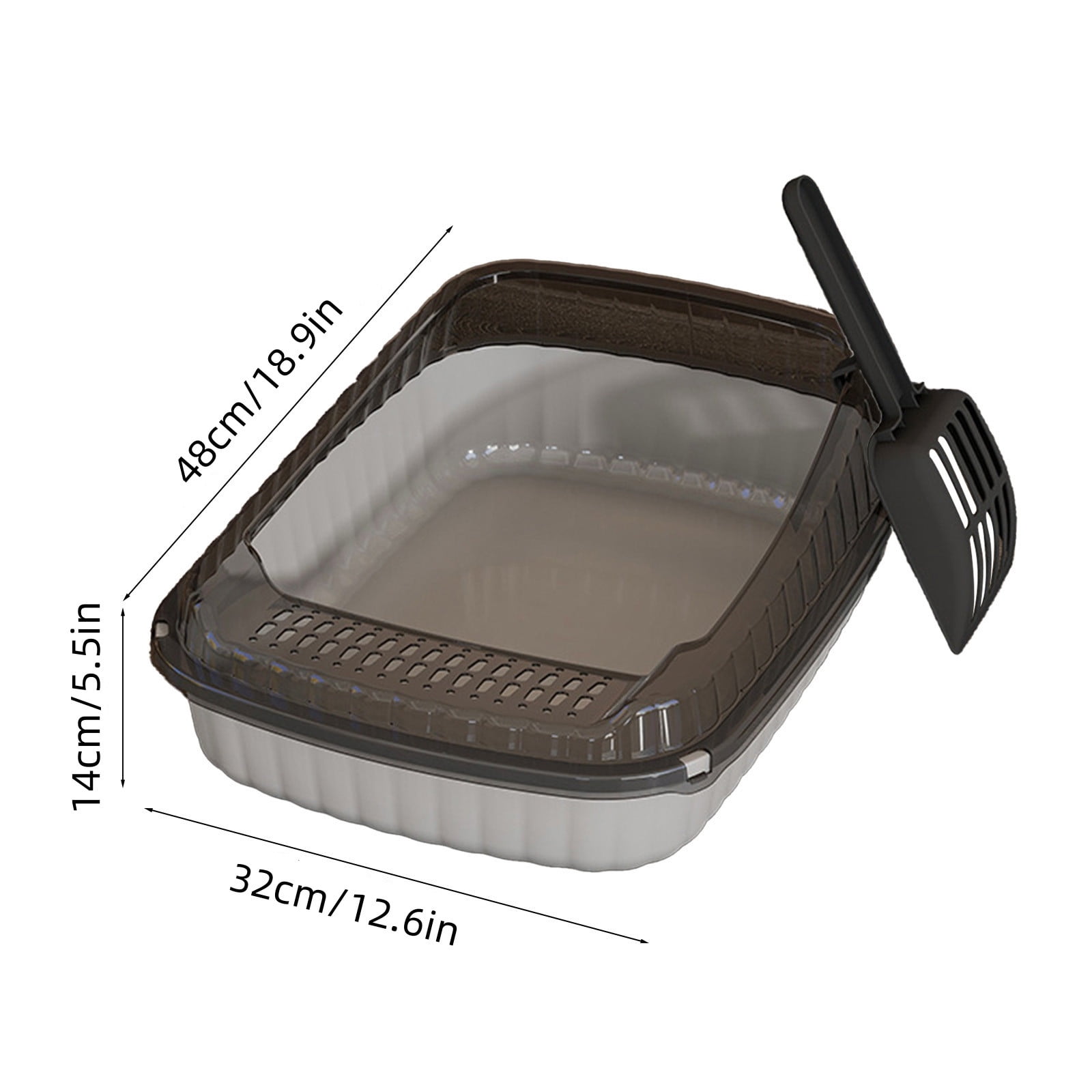 Premium Semi Enclosed High Side Cat Litter Box with Splashproof Design & Matching Scoop, Spacious, Durable & Easy to Clean