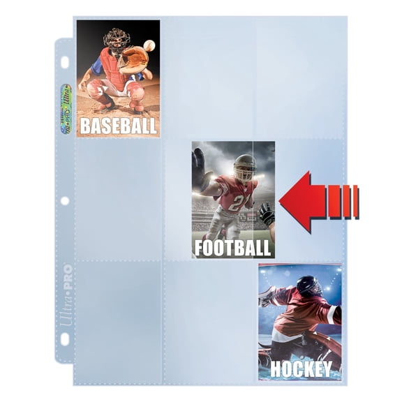 ultra pro mlb 3-hole side-load 9 pocket pages (100 count)