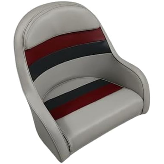 Premium Series Pontoon Bucket Style Captain Chair 3006-ABEC Grey/Red/Charcoal$$Watercraft